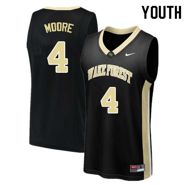 Youth #4 Doral Moore Wake Forest Demon Deacons College Basketball Jerseys Sale-Black